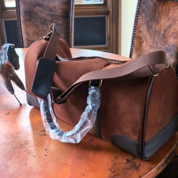 Marlboro Guts- Grit Gear RARE Leather Brown Suede Large Duffel/Travel Bag - Picture 7 of 16